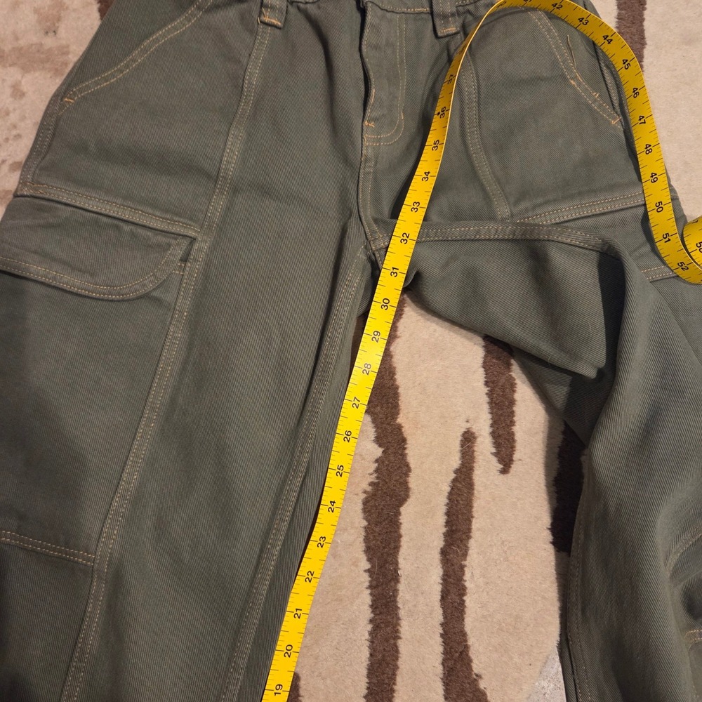 Pacsun Elastic Waist Cargo Pants Olive Green Straight Leg Utility Size S - Picture 8 of 10